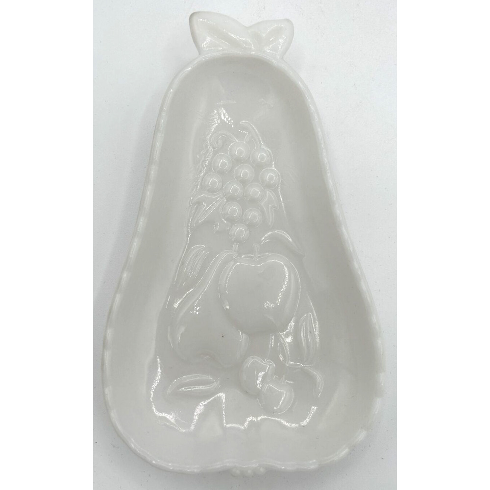 Vintage‎ Hazel Atlas Milk Glass Pear Trinket Dish SKU U195